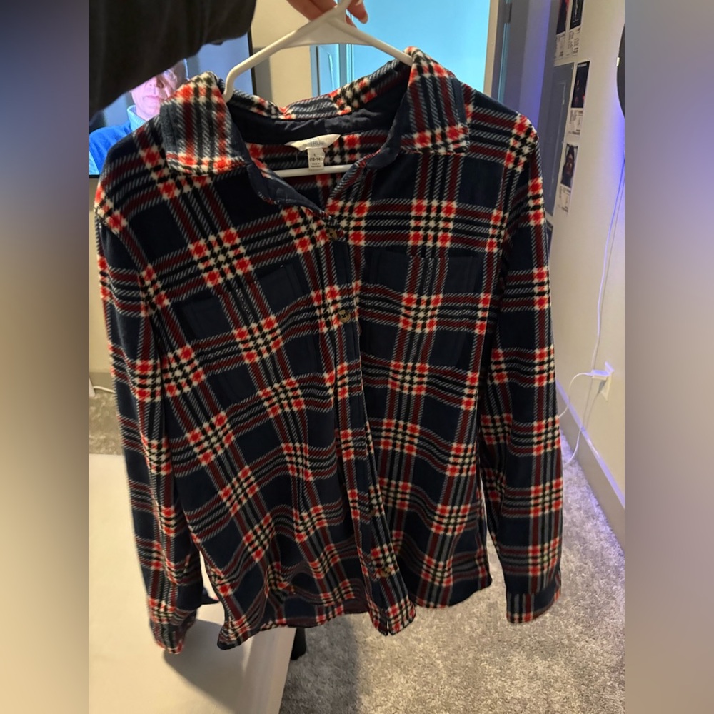 Time and Tru Navy and Red Plaid Shirt